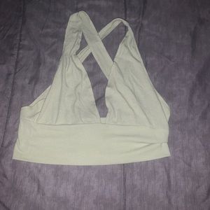 SHEIN green crop top size large low cut crossed straps in the back